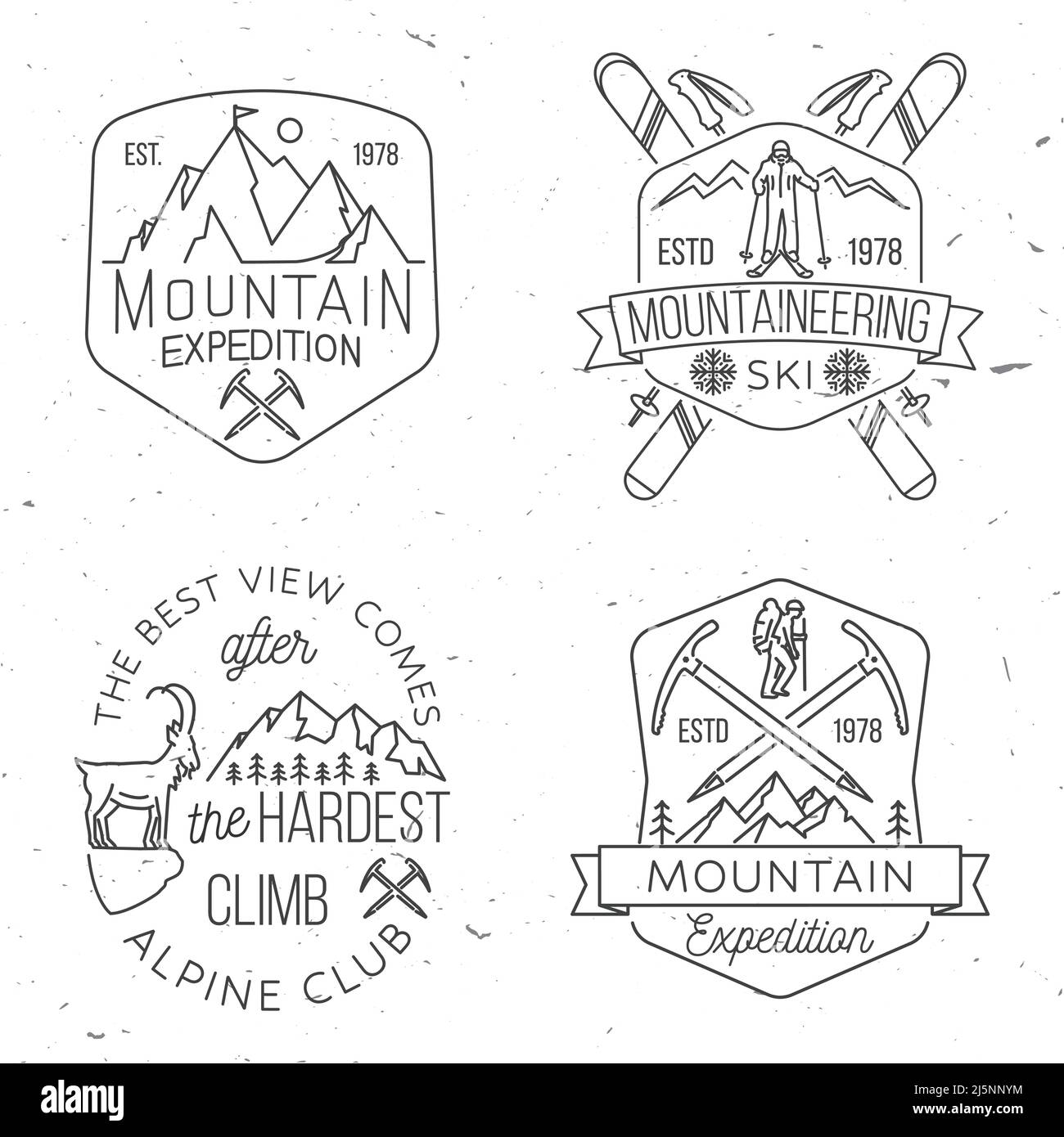 Set of Hiking, mountain expedition badge. Vector. Concept for alpine