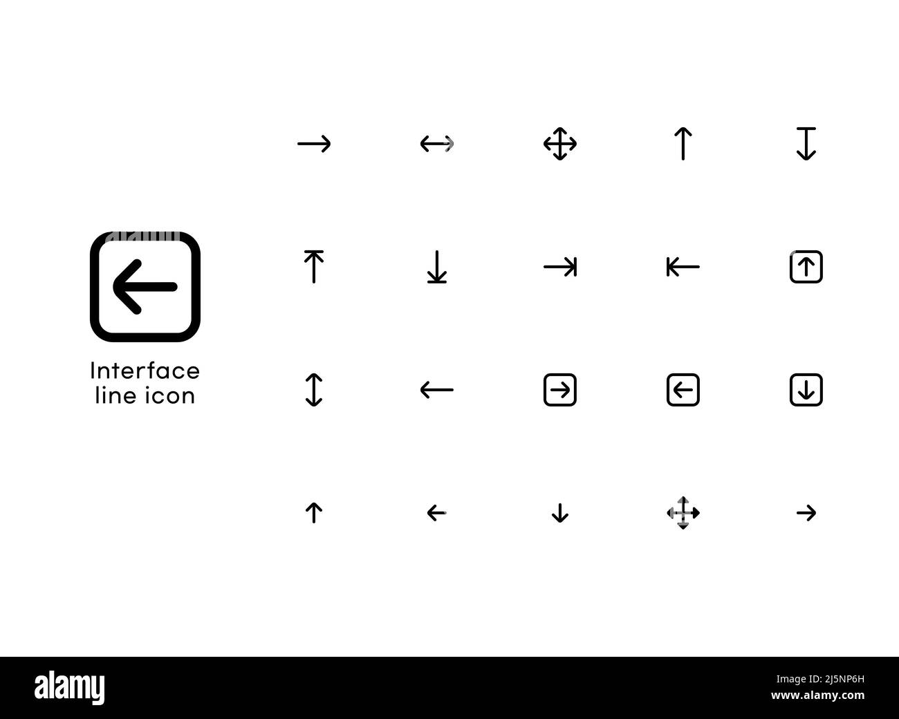 mobile essential interface web black line vector icon set Stock Photo ...