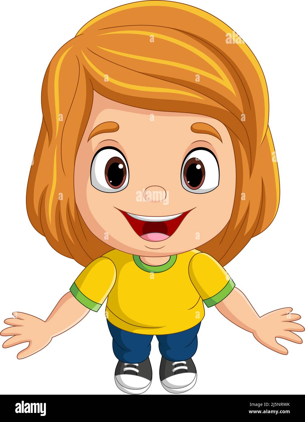 cartoon-funny-little-girl-posing-stock-vector-image-art-alamy