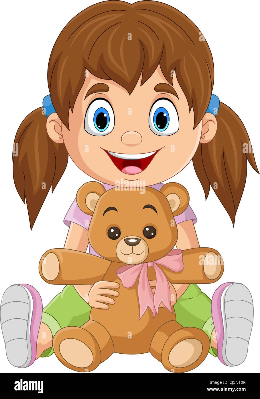 Cartoon little girl holding teddy bear Stock Vector Image & Art - Alamy