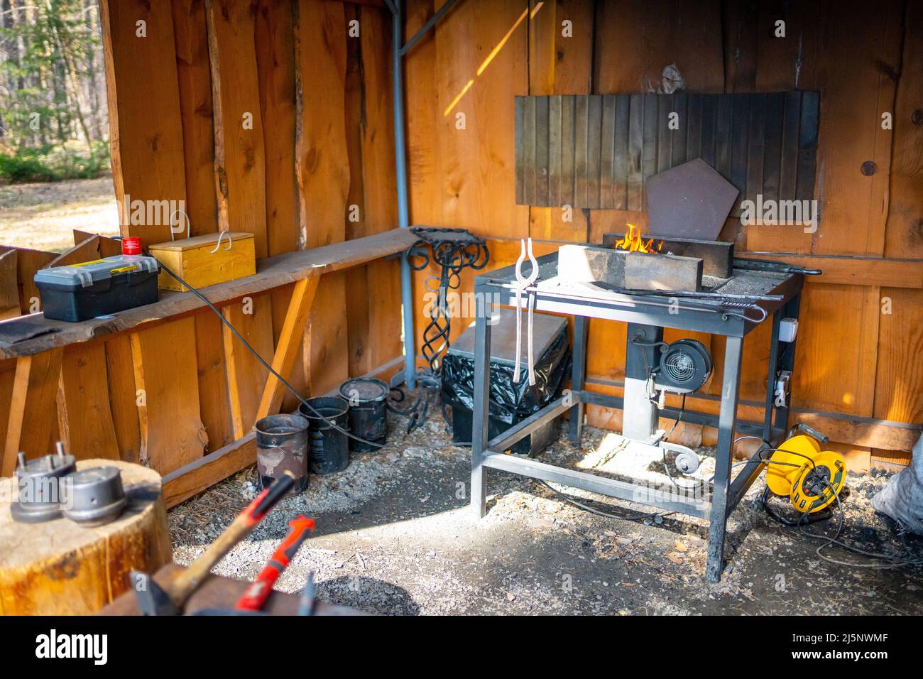 Kemerovo, Russia April 16, 2022 Professional blacksmith place work