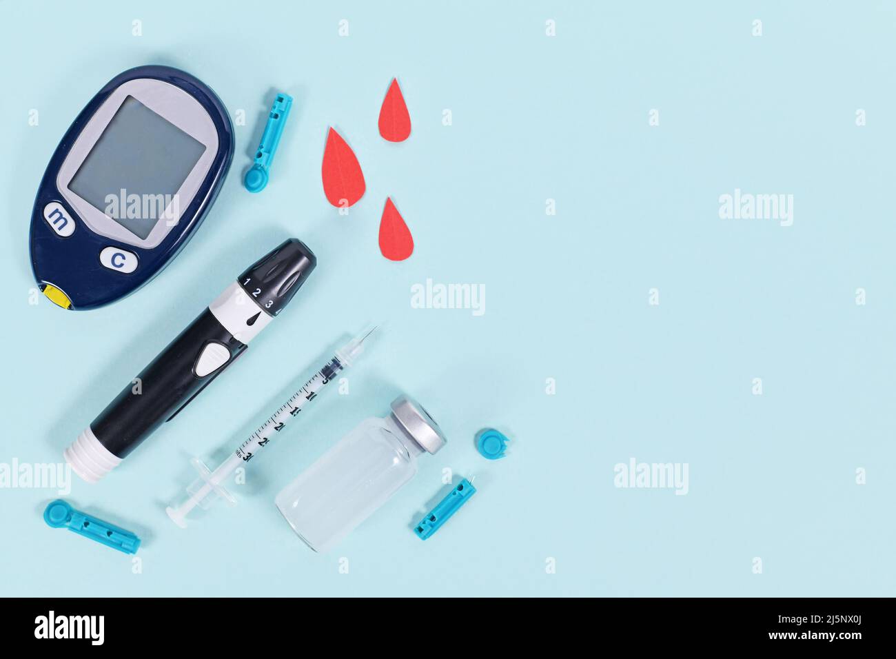 Diabetes treatment equipment with blood glucose sugar meter, lancet