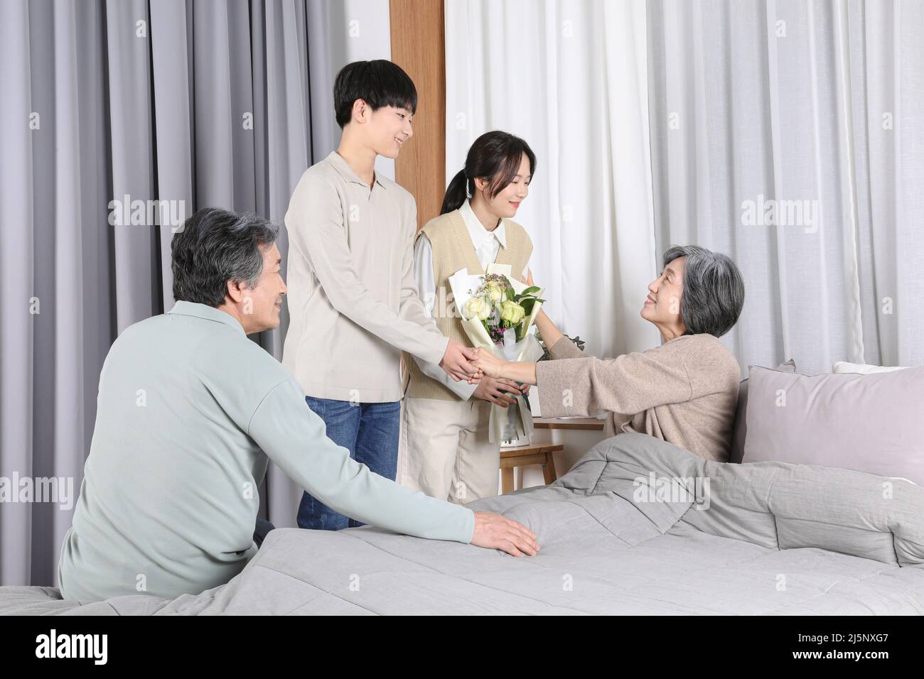 Asian Korean Family Grandma and Grandchildren Stock Photo Alamy