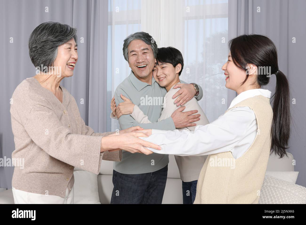 Asian Korean family Grandchildren meeting grandparents Stock Photo Alamy