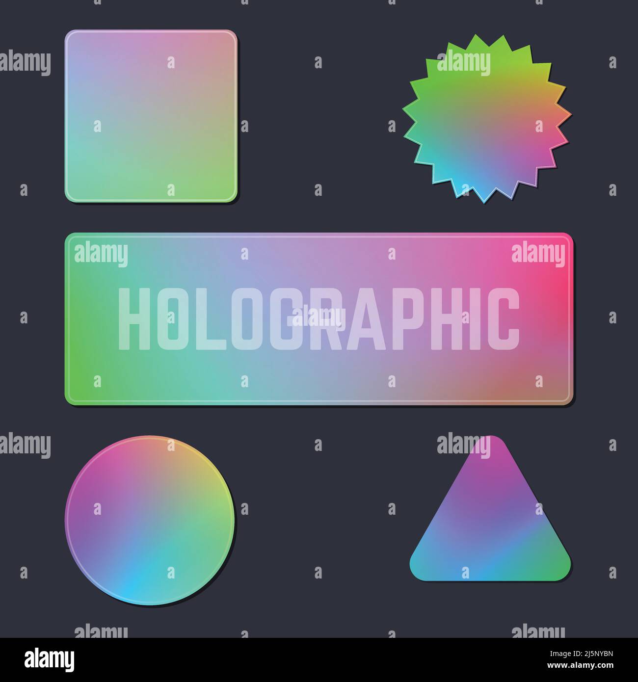 Holographic gradient tags Stock Vector