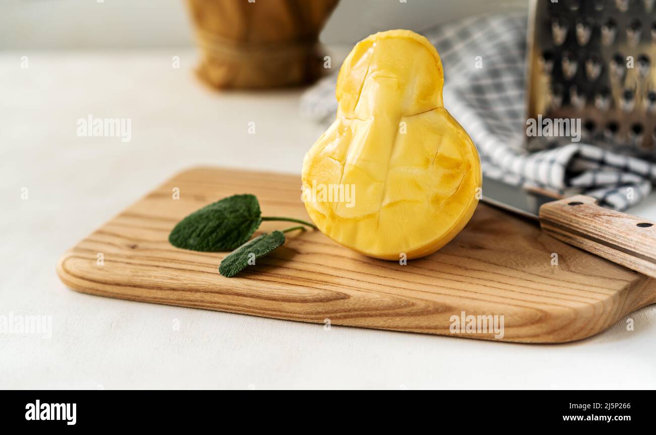 Scamorza Smoked Is Traditional Italian Kind Of Cheese Stock Photo Alamy