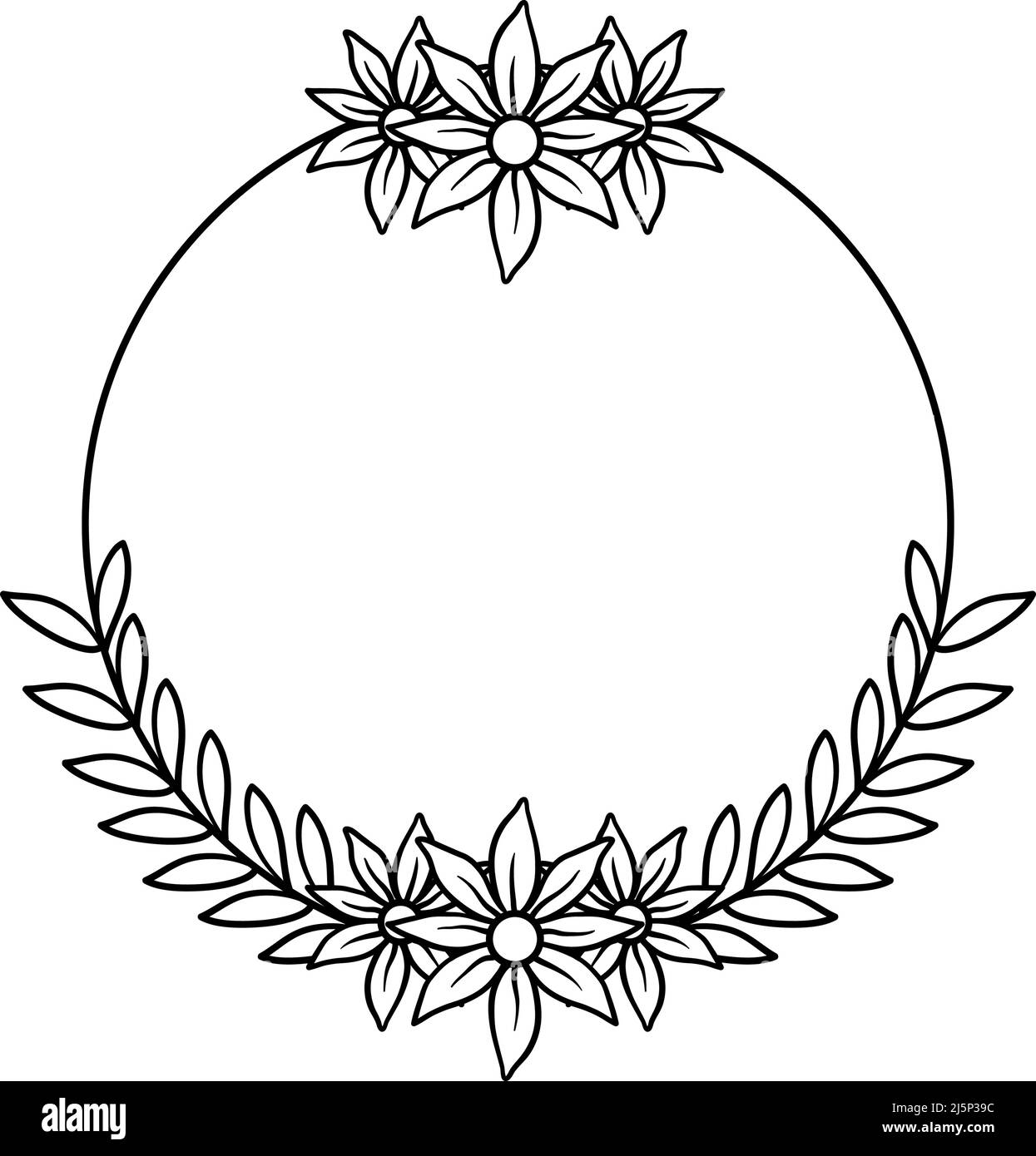 Floral frame circle outline icon design ilustration template vector Stock Vector