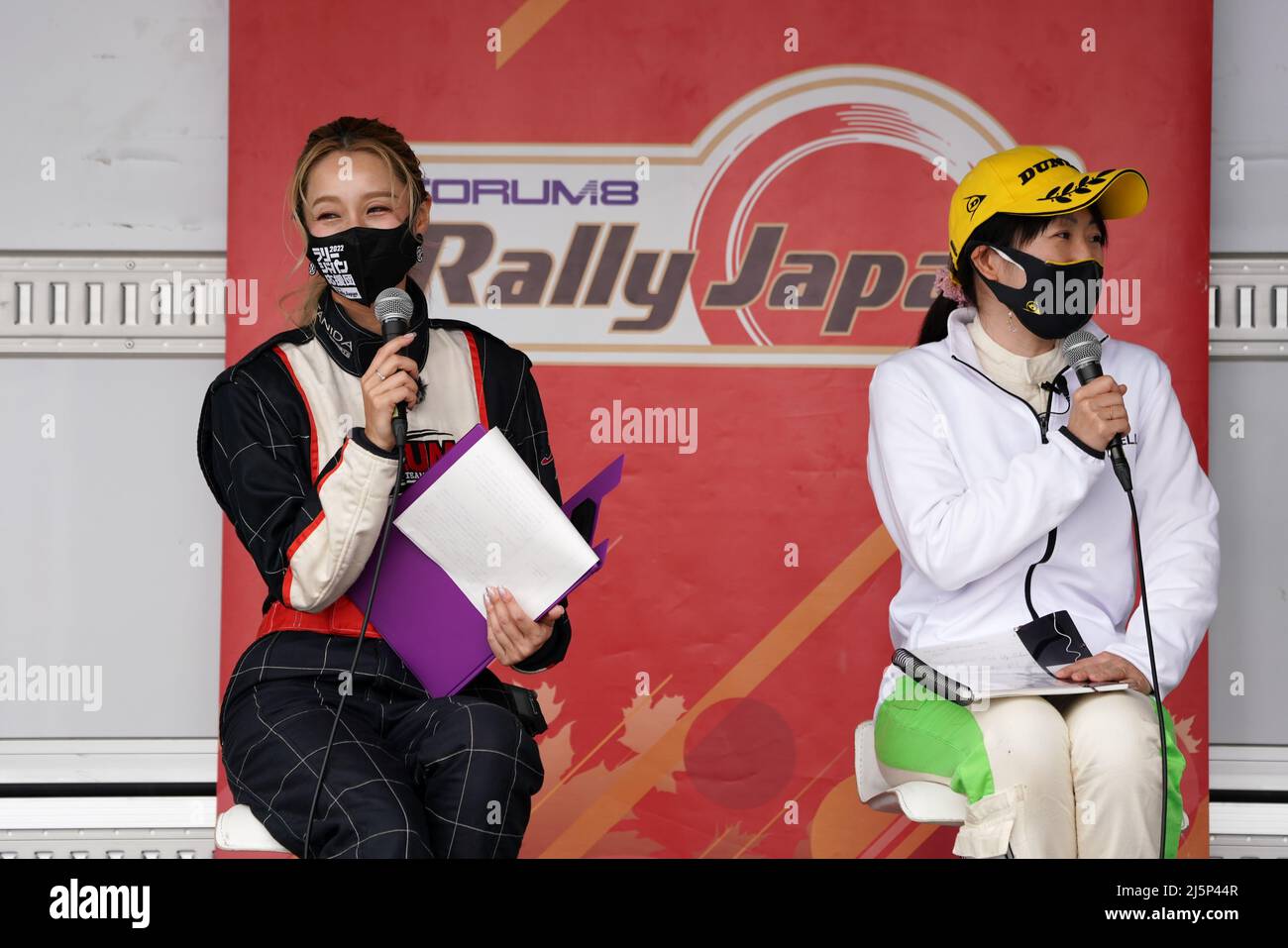 (LR) Eri Kurosawa, Sae Kitagawa, APRIL 24, 2022, during the motor fan