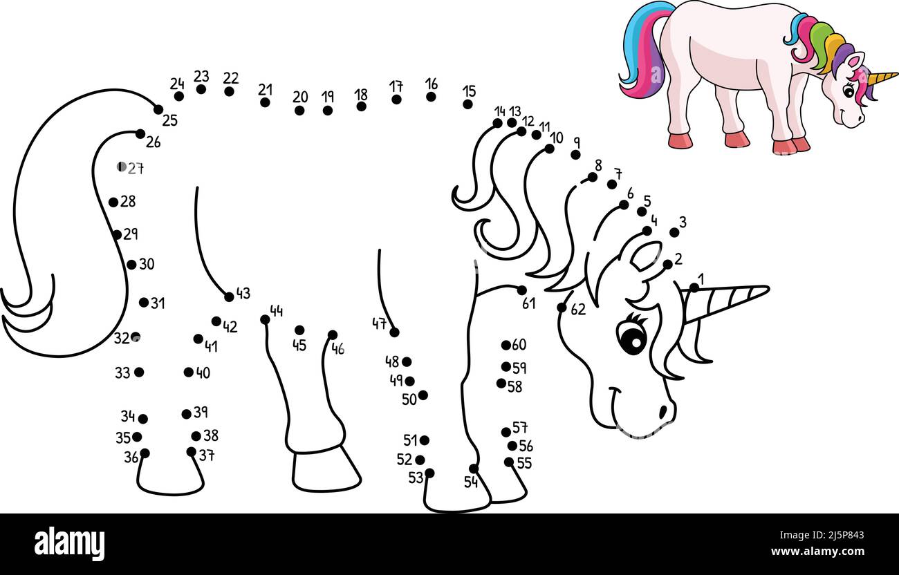 Dot to Dot Unicorn Isolated Coloring Page Stock Vector Image & Art Alamy