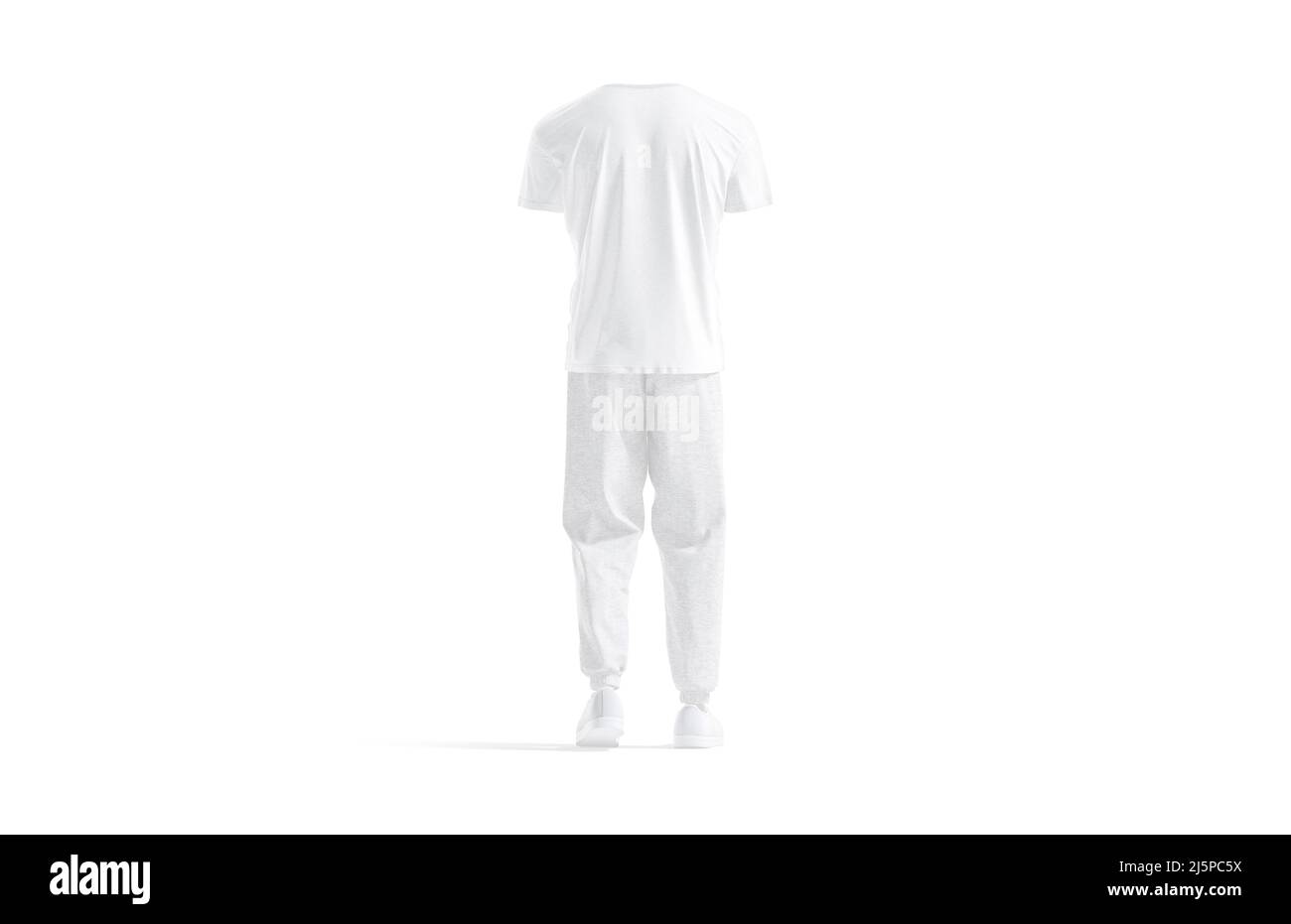 Blank white sport uniform with t-shirt and sweatpants mockup, isolated Stock Photo