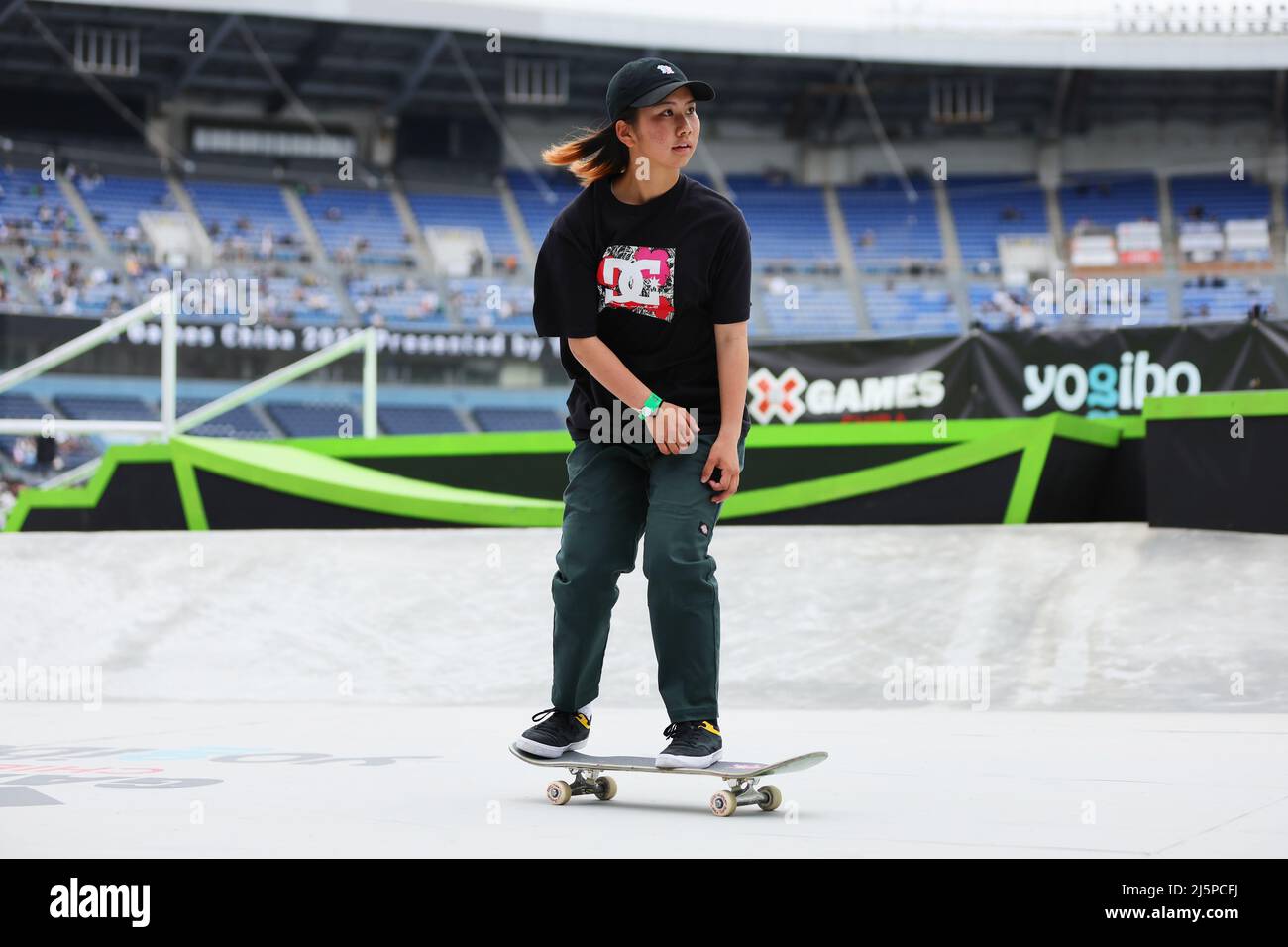ZOZO Marine Stadium, Chiba, Japan. 24th Apr, 2022. Yumeka Oda (JPN), APRIL  24, 2022 - Skateboarding : X Games Chiba 2022 Women's Skateboard Street  Final at ZOZO Marine Stadium, Chiba, Japan. Credit: