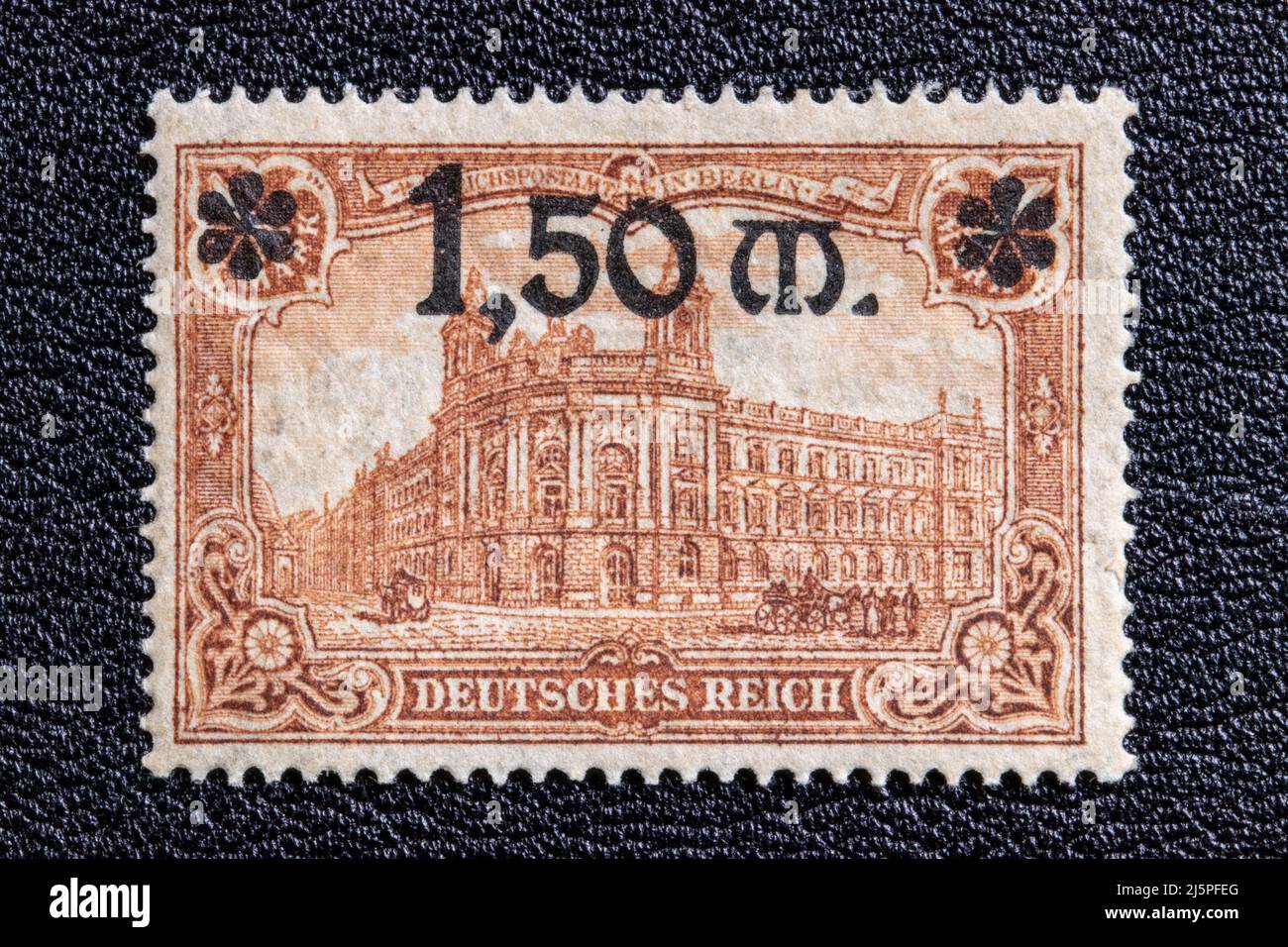 Potsdam, Germany – APR 20, 2022. Stamp year 1920 of the German Reichspost. Representative Figures of the German Empire, Reichspostamt Berlin with new Stock Photo
