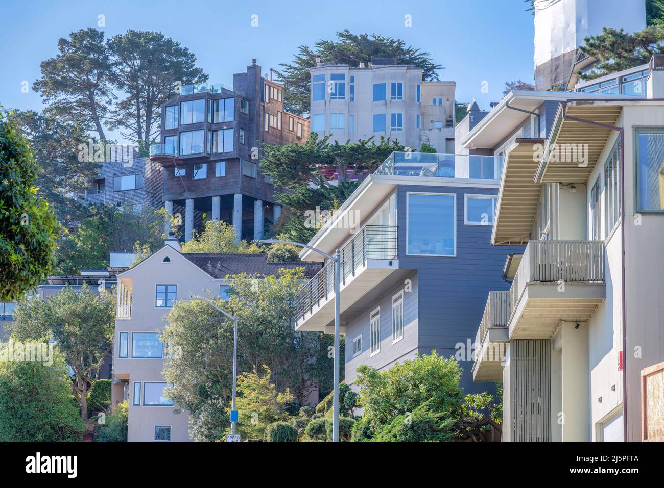 Slope Apartment Buildings Reference: Apartment Buildings On A Slope At San Francisco California Stock