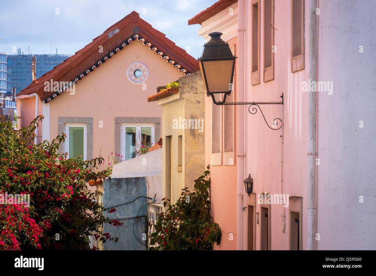 Colorful houses in Cascais, Portugal Stock Photo Alamy