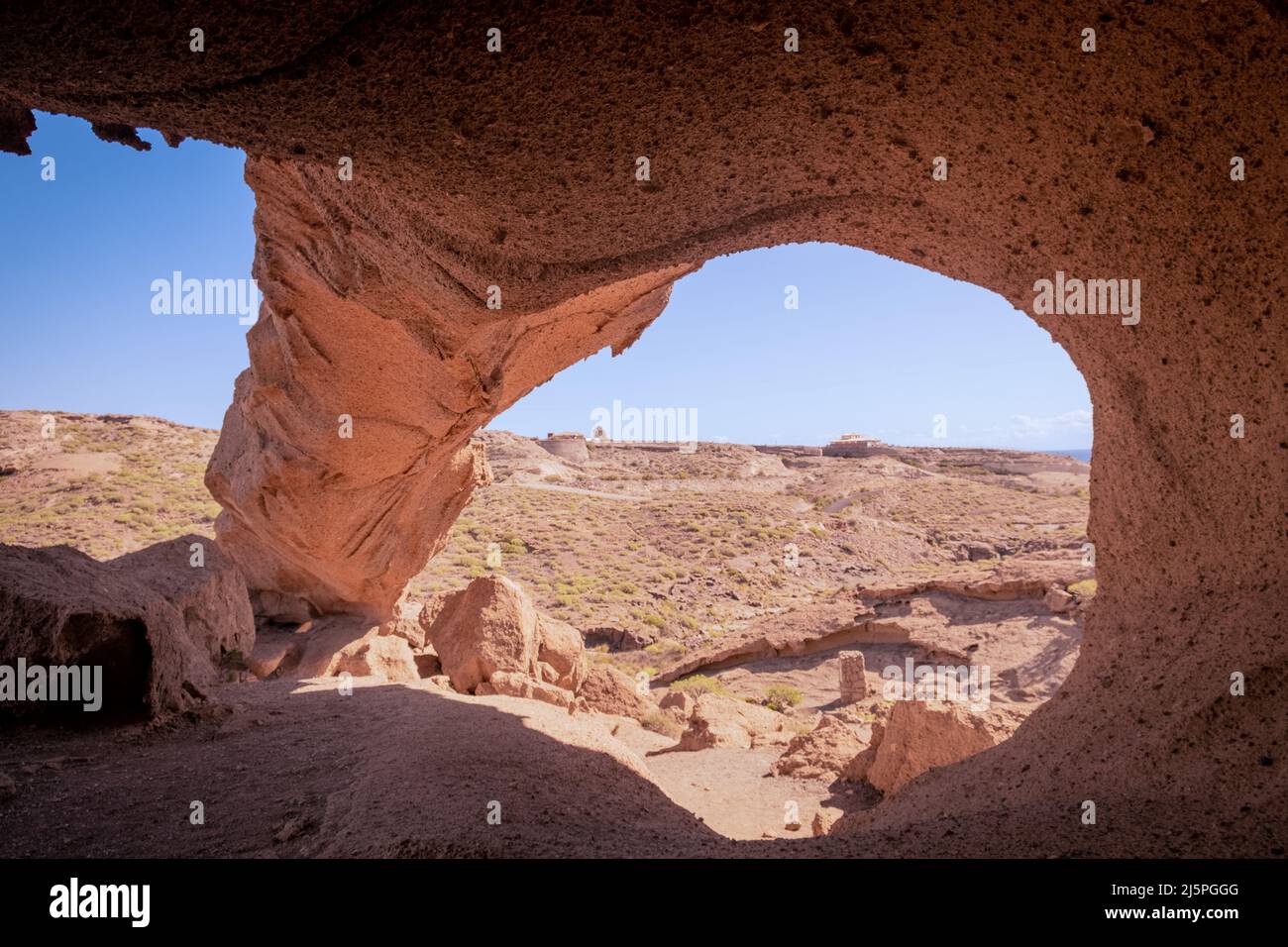Impressive rock formation in Tenerife south, named Arco de Tajao with it's impressive arch. Stock Photo