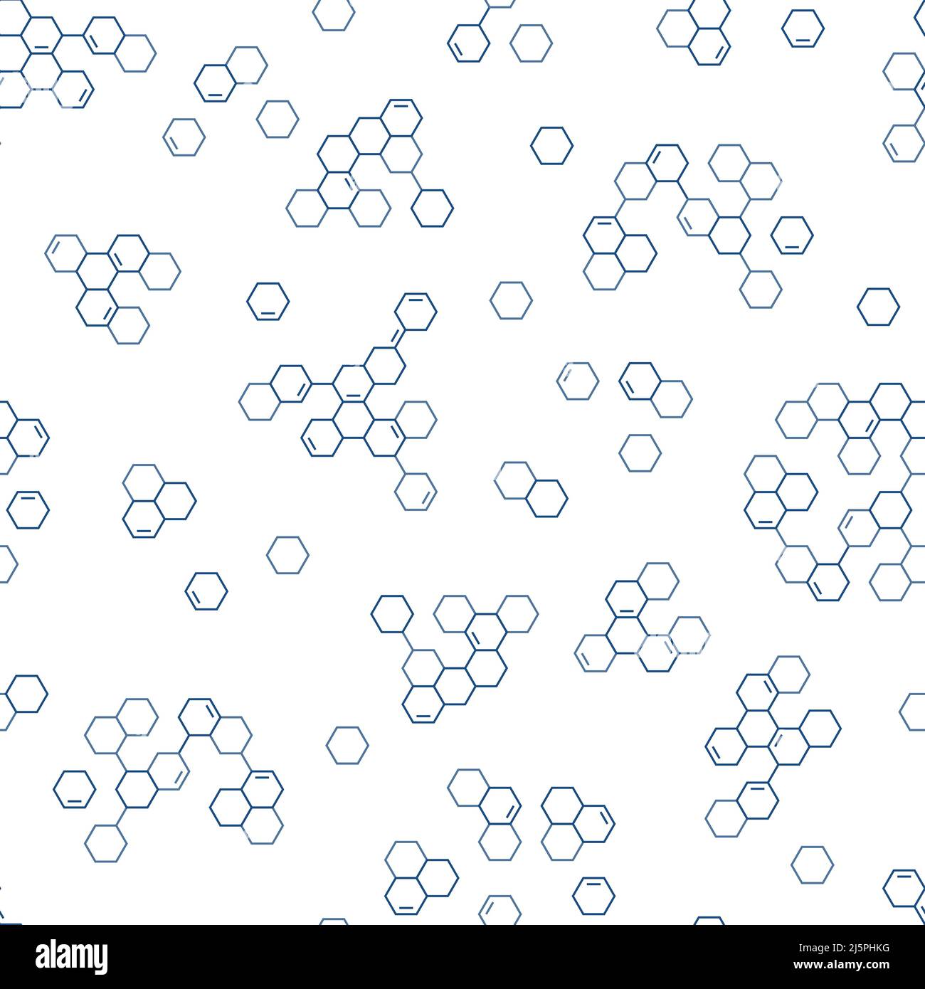 Hexagonal molecular structure seamless pattern. Chemical bonds