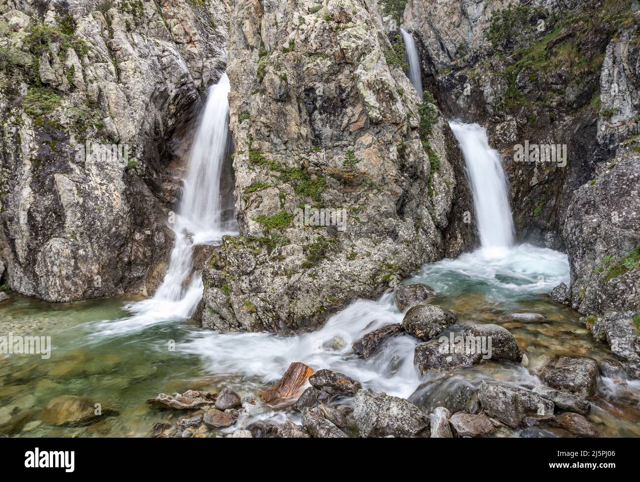 Waterfalls, Caldares river at Tena Panticosa valley, Pyrenees, Spain Stock Photo