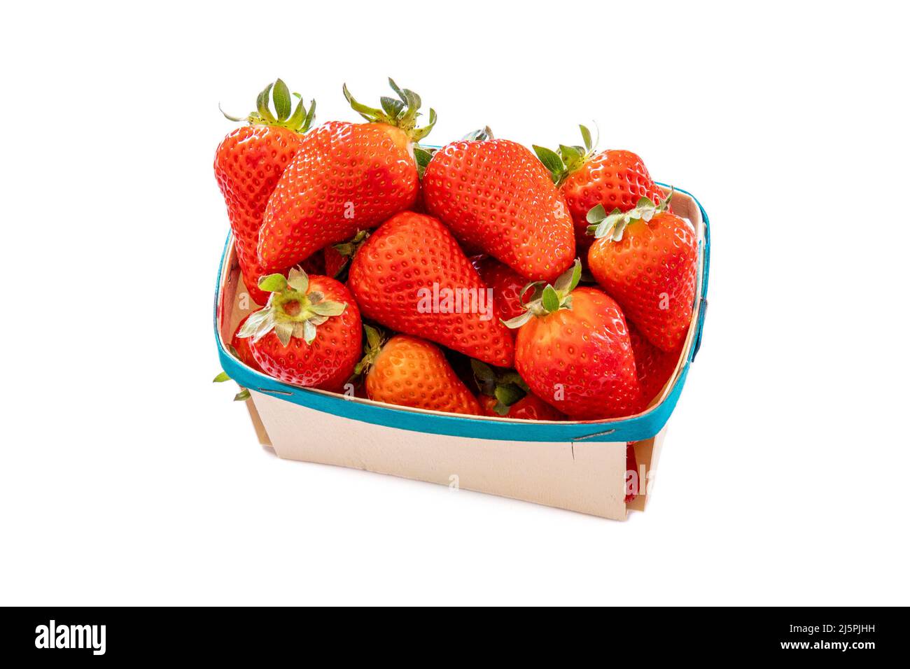 ripe strawberry in a wicker basket on a white background Stock Photo ...