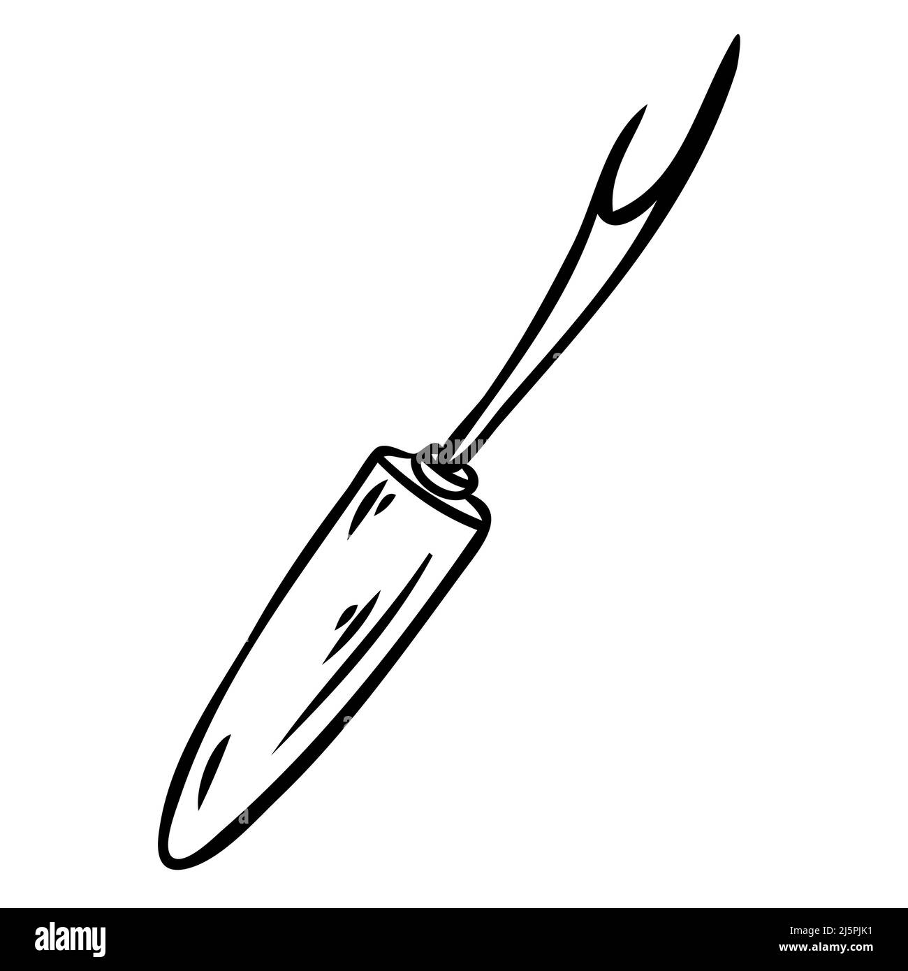 A sewing tool is a sharp fabric ripper. Vector illustration Stock Vector
