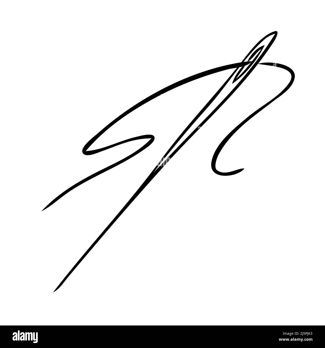 Needle with thread. Modeling tools. Vector illustration Stock Vector
