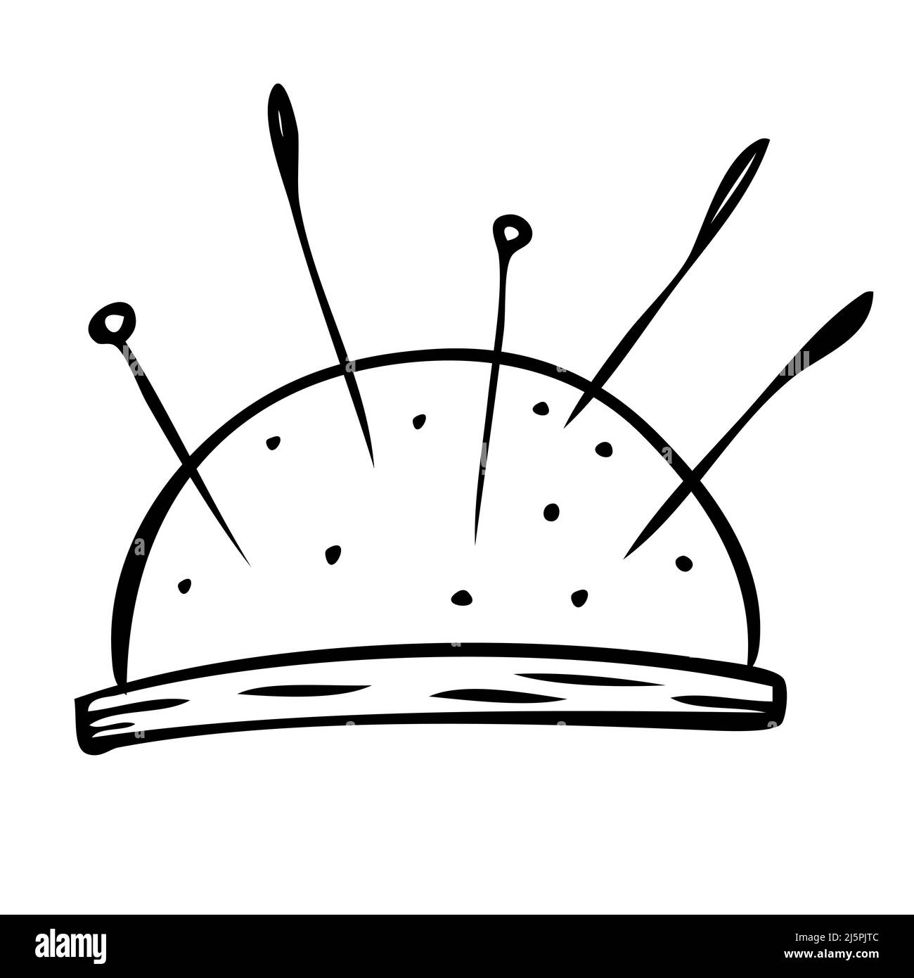 Sewing item needle bed. Vector line illustration. Stock Vector