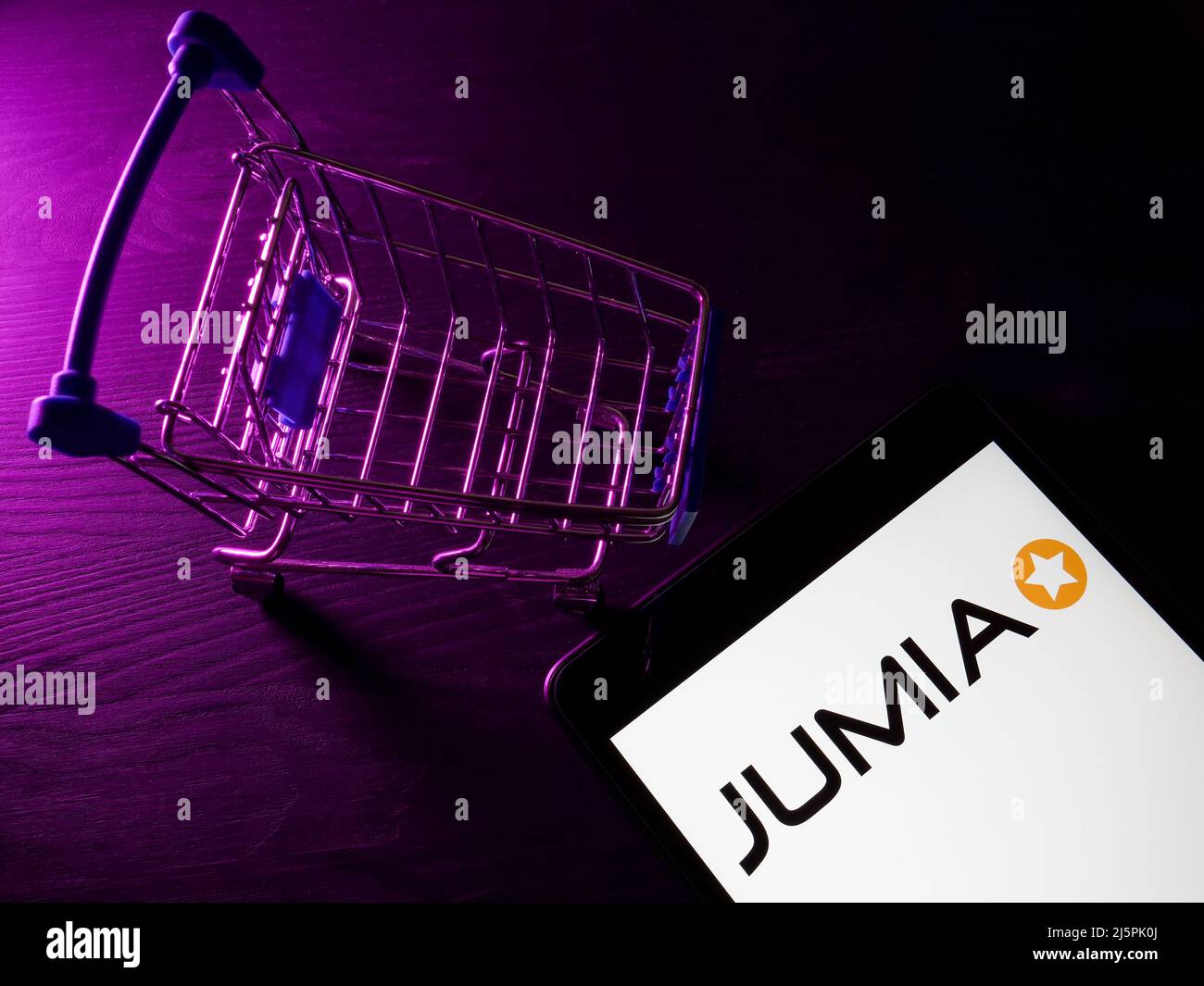 KYIV, UKRAINE - March 30, 2022. Jumia online shopping logo on the screen. Stock Photo