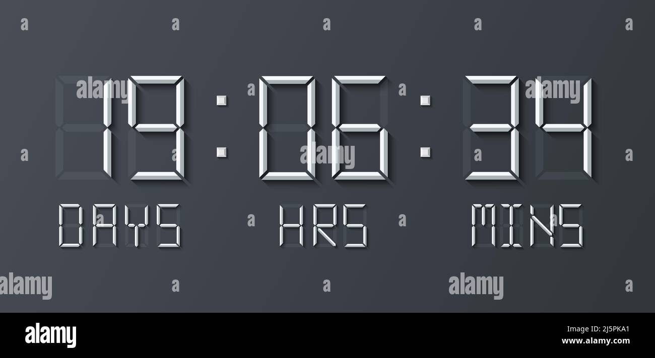 Countdown timer. Digital counter with numbers, alarm clock electronic ...