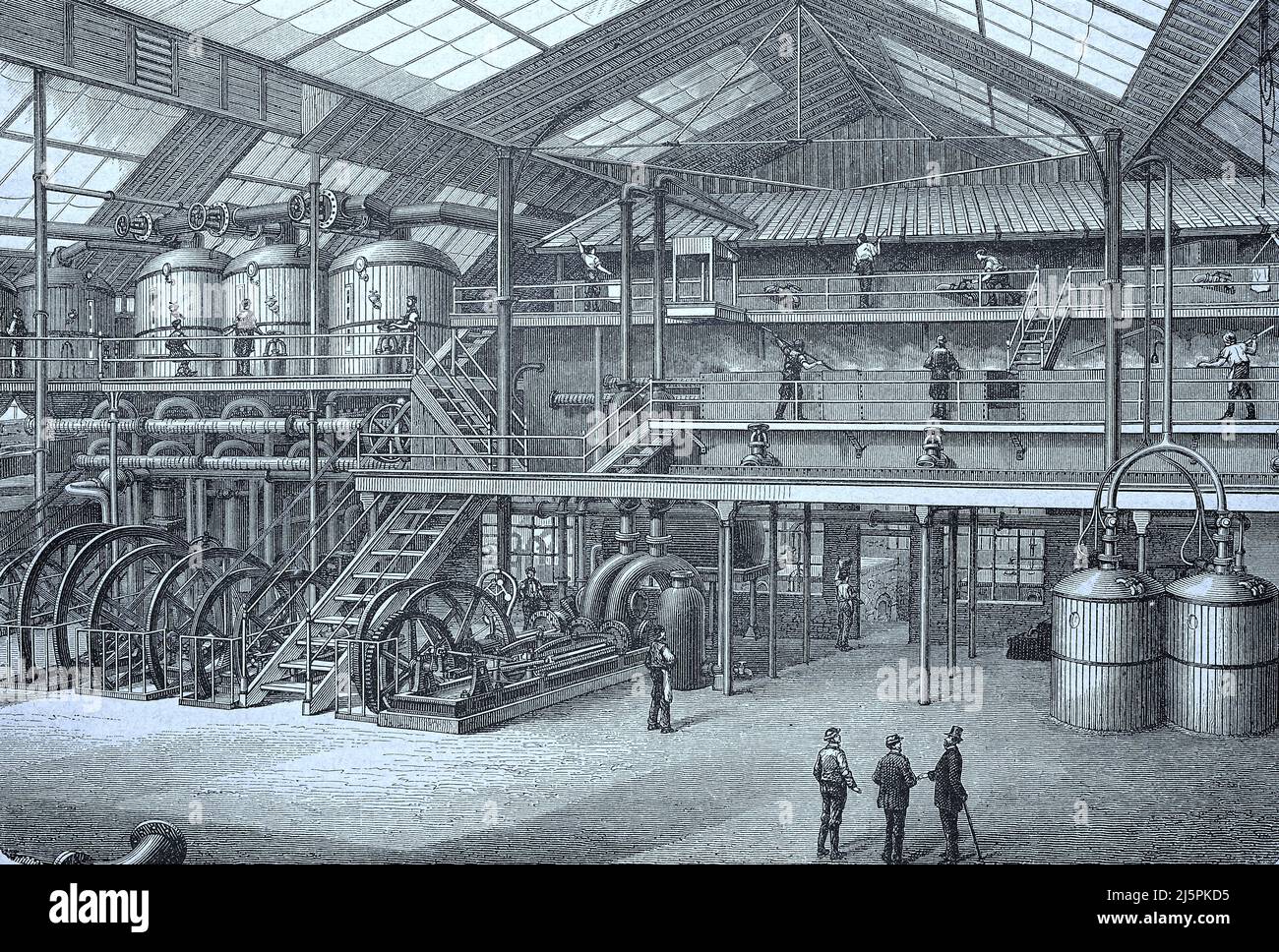 In einer Rübenzuckerfabrik in Deutschland im Jahre 1878, Historisch, historical, digital improved reproduction of an original from the 19th century / digital restaurierte Reproduktion einer Originalvorlage aus dem 19. Jahrhundert, genaues Originaldatum nicht bekannt Stock Photo