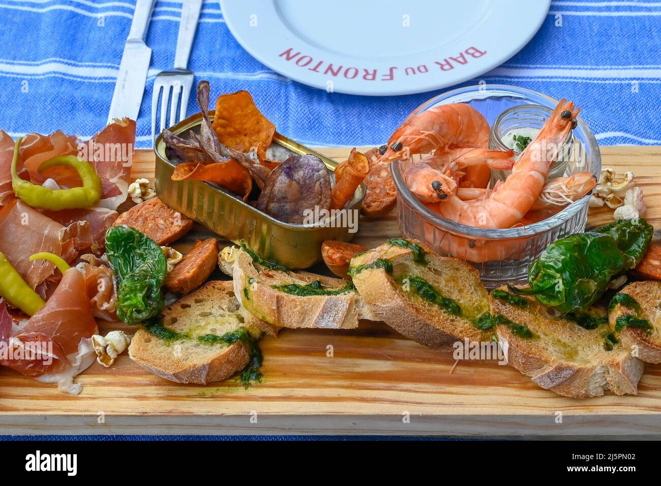 'planches' are French antipasti platters to be shared with friends Stock Photo