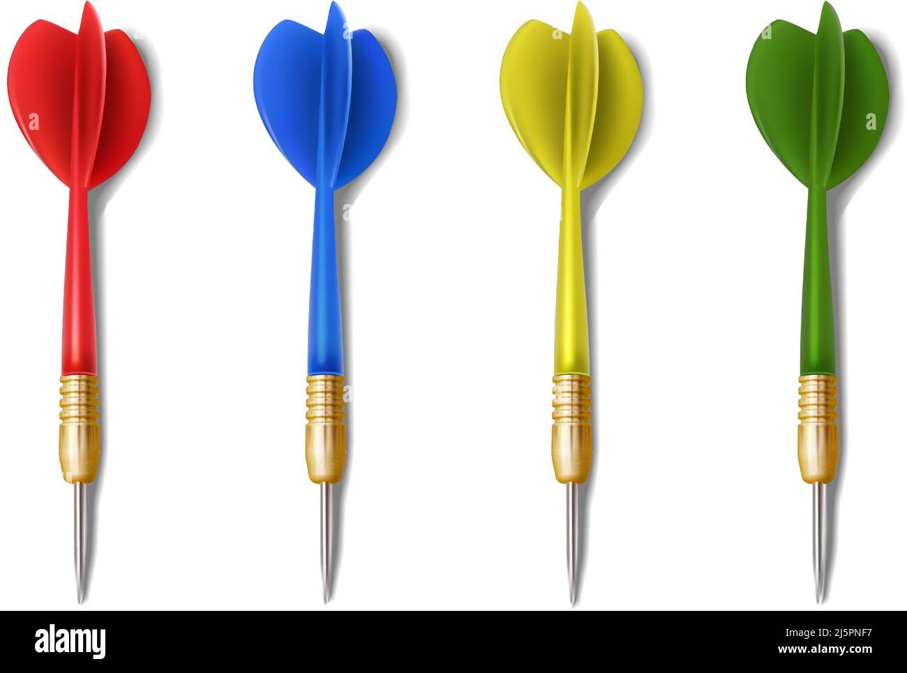 3d realistic icon. Collection of colorful darts arrow. Isolated on ...