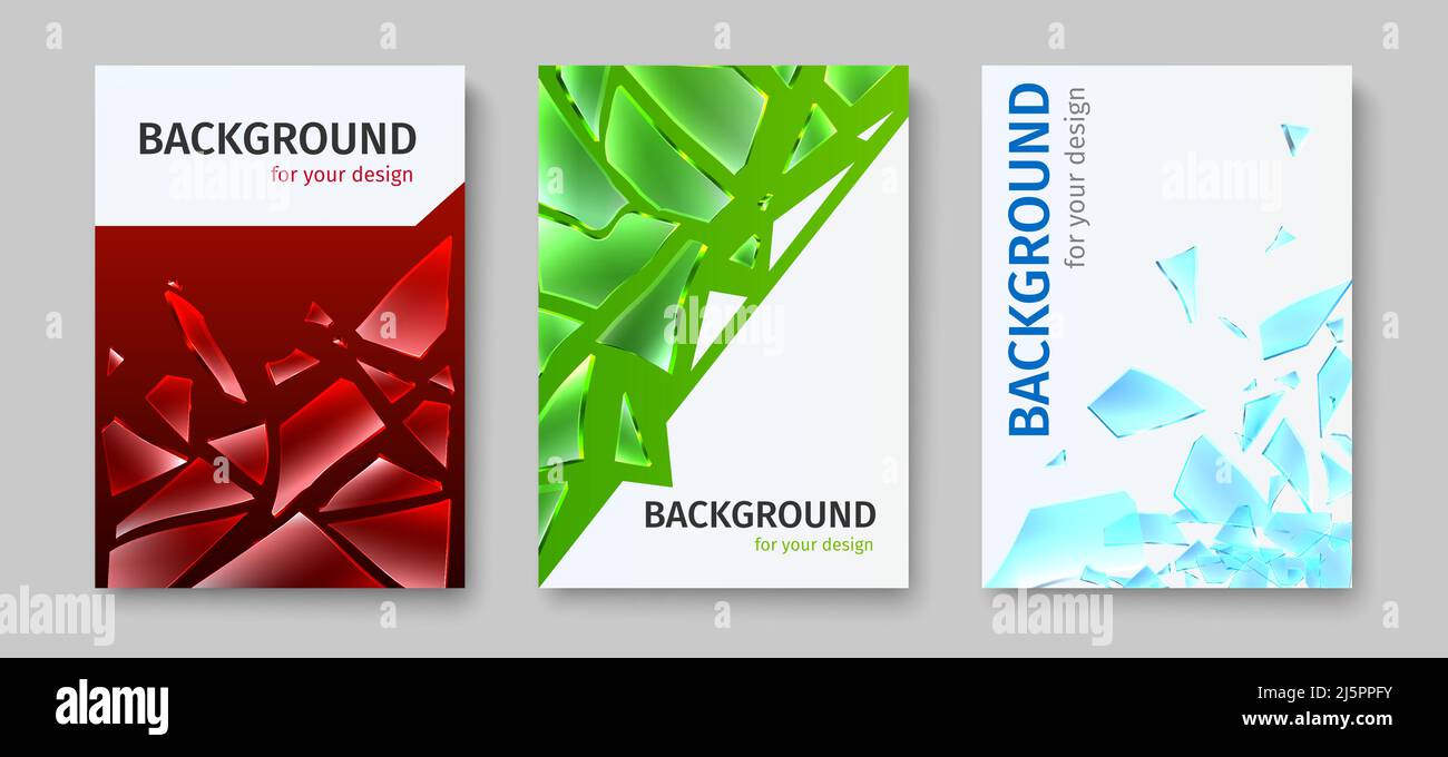 Broken glass shards banners. Realistic sharp pieces random shapes ...