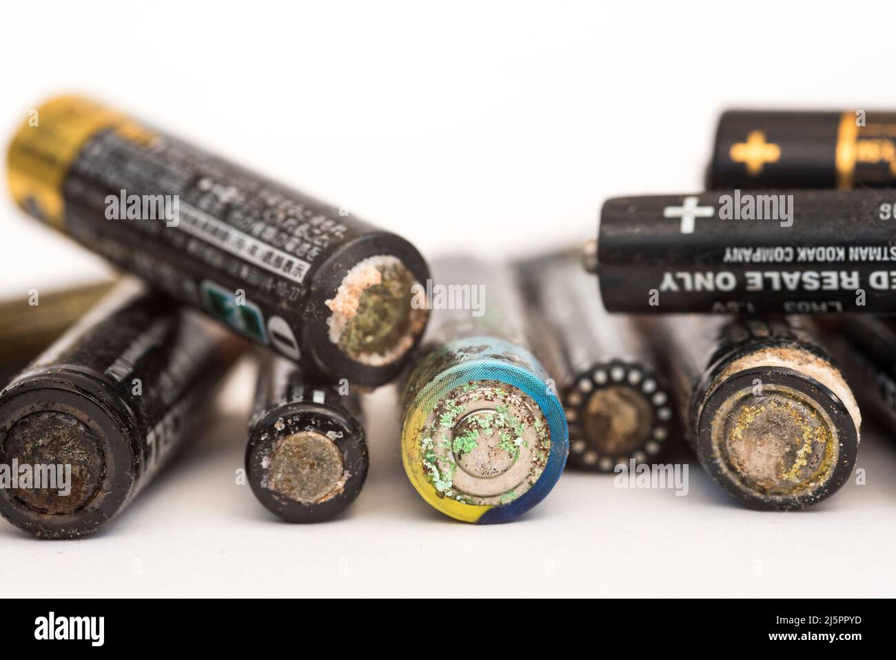 Corrosion of alkaline batteries. Environmental concern / recycling
