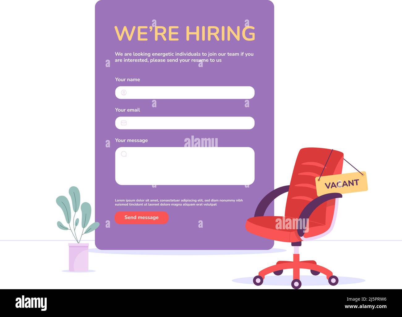 Vacant job chair. Free new vacancy ad job hiring, announcement wanted
