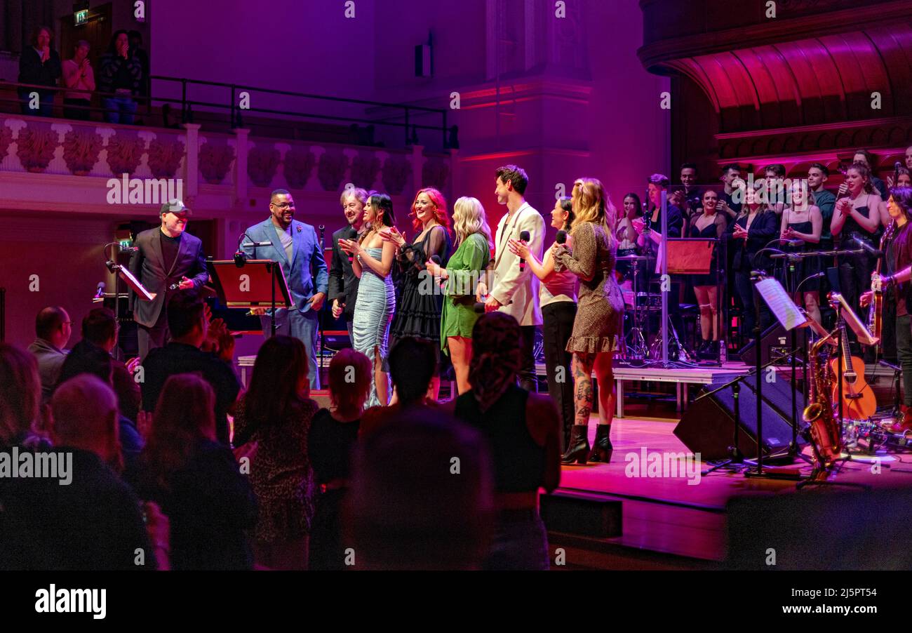 Pic shows: Finale of Frank and Friends concert at Cadogan Hall on Sunday night starring legendary musical theatre composer Frank Wildhorn (far left) Stock Photo