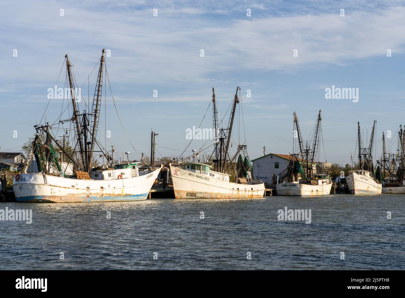Shrimp boats docked in the Port Isabel Side Channel in Port Isabel, Texas Stock Photo Alamy