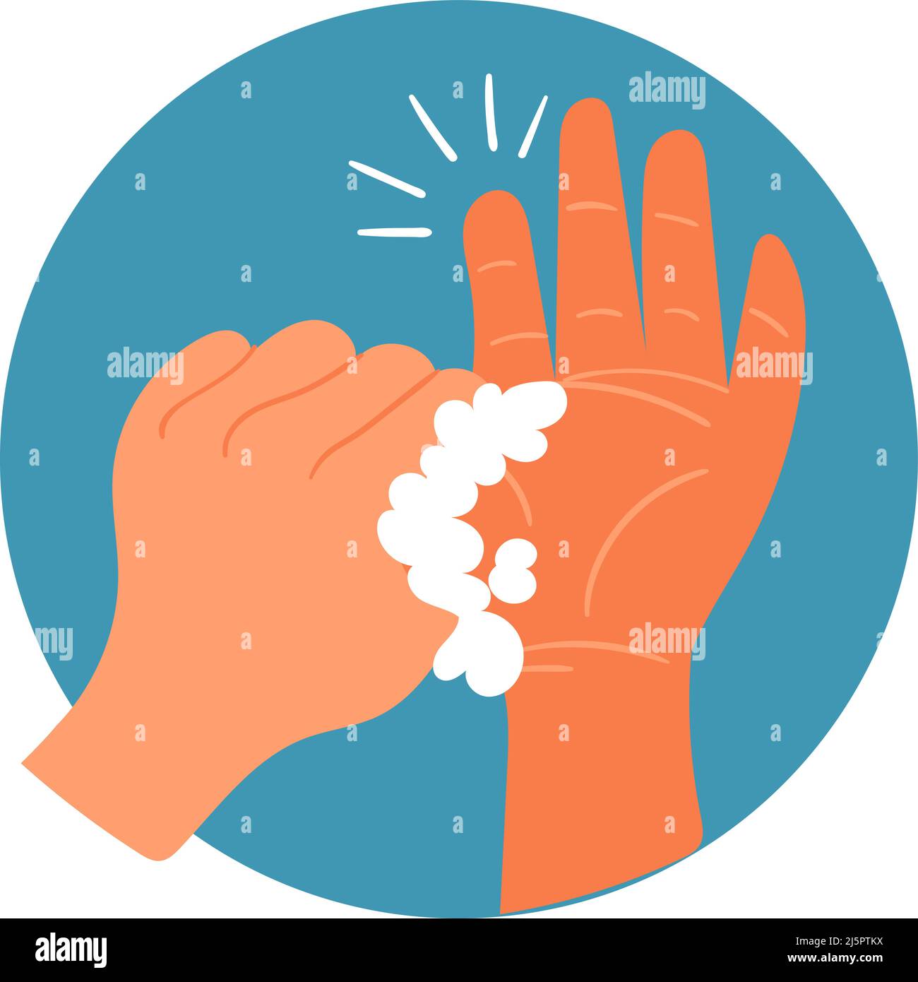 Scrubbing hands with soap bubbles. Hygiene poster Stock Vector Image