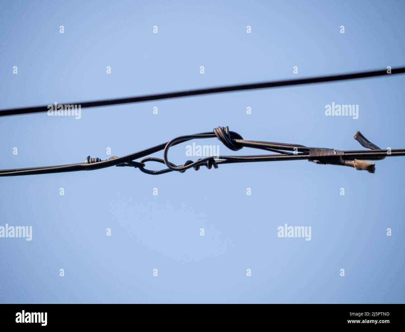 Dangerous fiber optic cable installation Stock Photo Alamy