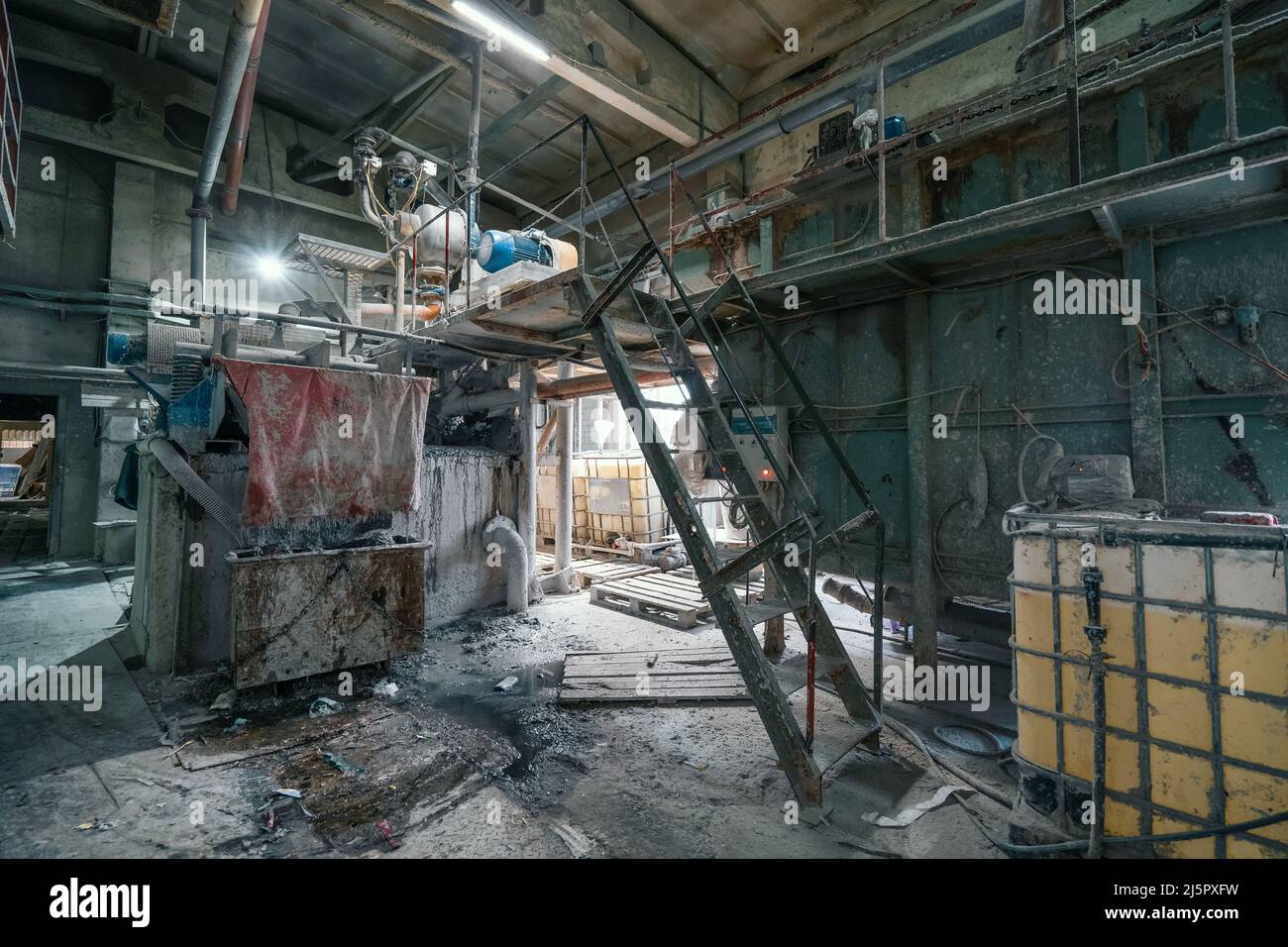 Recycling paper recycling process, recycling plant inside. Stock Photo