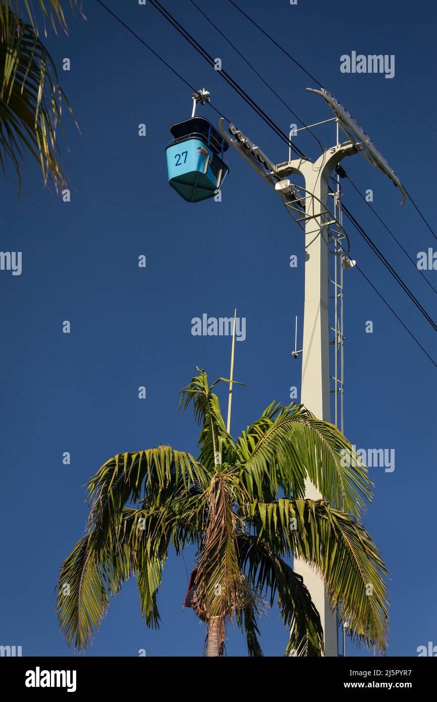 Low angle view of one of the cars of the San Diego zoo Skyfari Aerial Tram Stock Photo