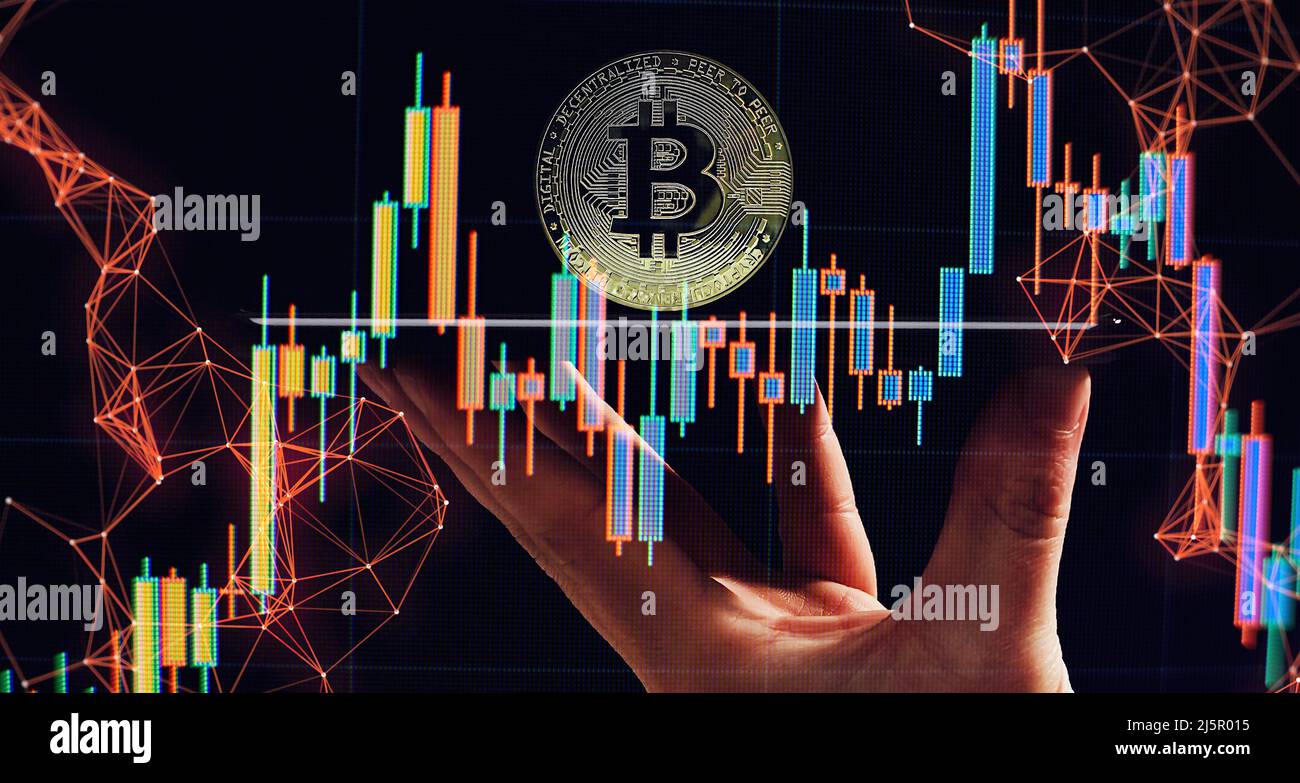 Cryptocurrency and investment. Businessman using tablet to connected on  global network and gold bitcoin coin and growth of business graph,  Financial Stock Photo - Alamy
