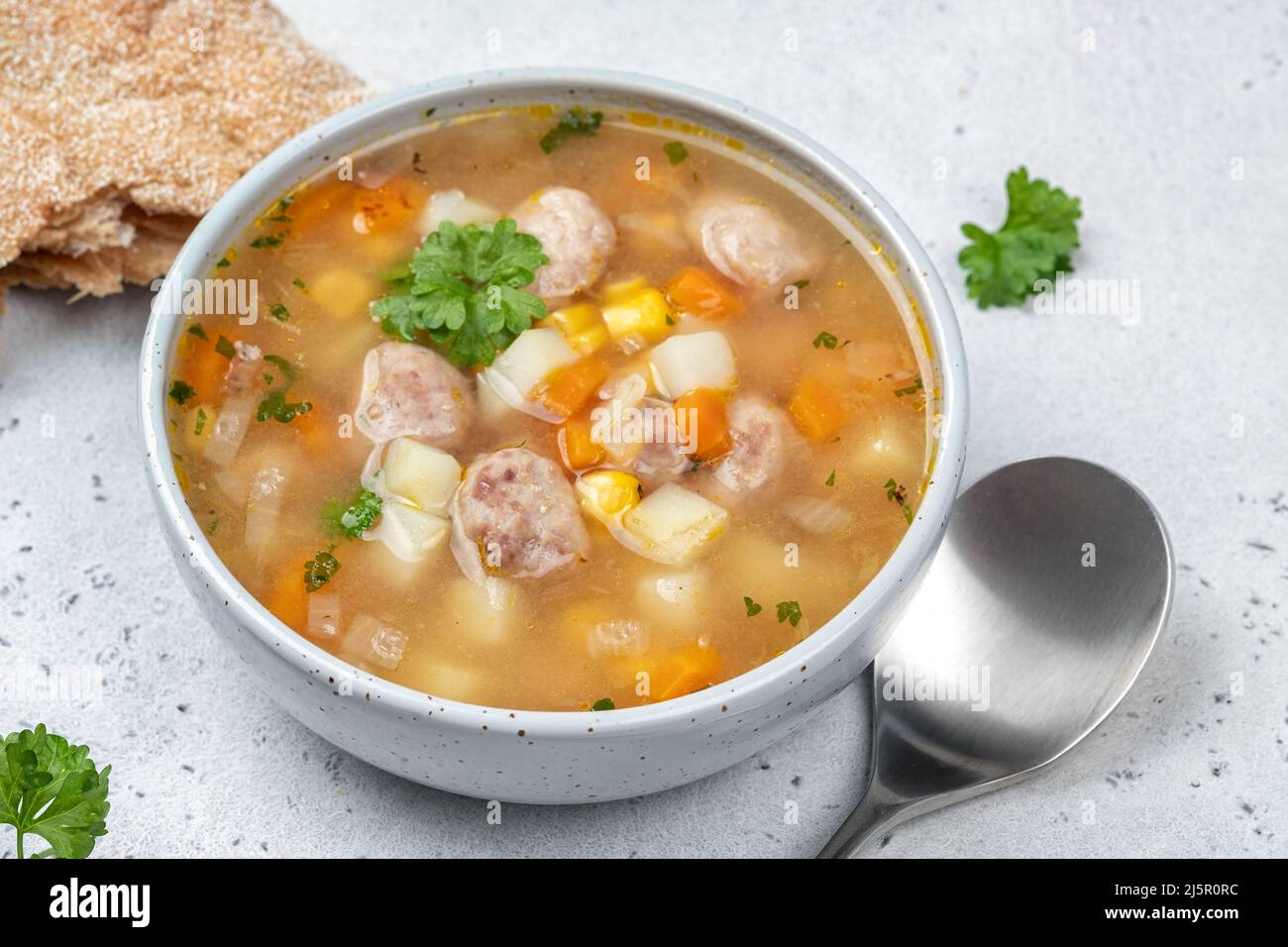 Chicken meatball soup Stock Photo - Alamy