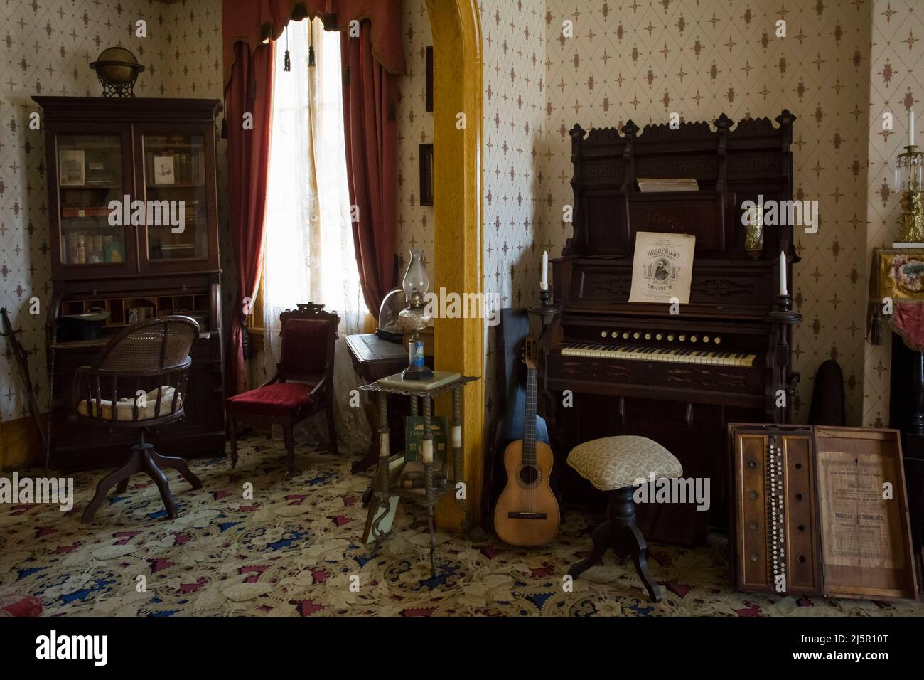 Interior of two adjoining rooms of the, supposedly haunted, Whaley House in Old Town San Diego Stock Photo