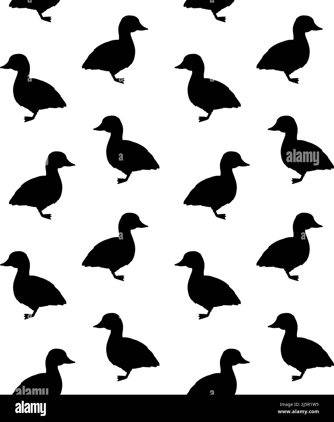 Vector seamless pattern of black duckling silhouette isolated on white ...