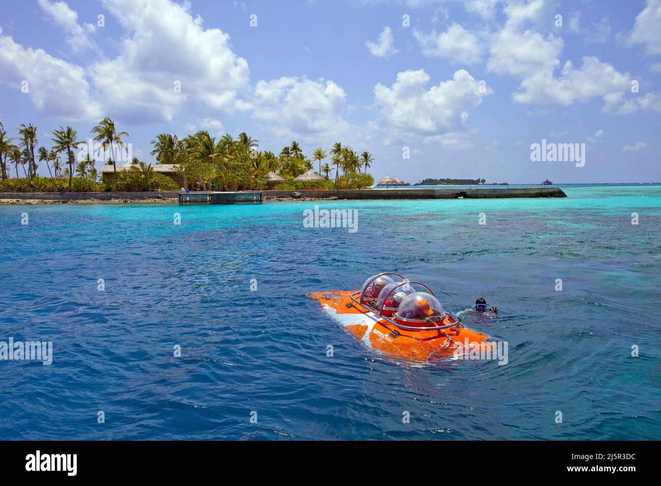 Tourists in the U-Boot Nemo 100, Hotel Conrad, Maldives Rangali Island, South-Ari atoll, Maldives, Indian ocean, Asia Stock Photo