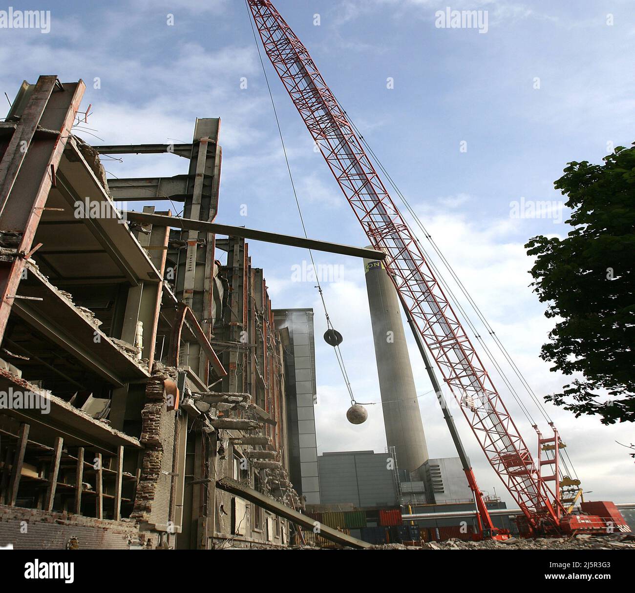 Netherlands, Utrecht - Building is demolished with a wrecking ball Stock Photo