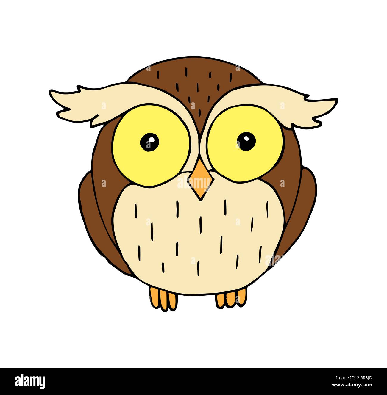 Vector colored hand drawn doodle sketch owl isolated on white ...