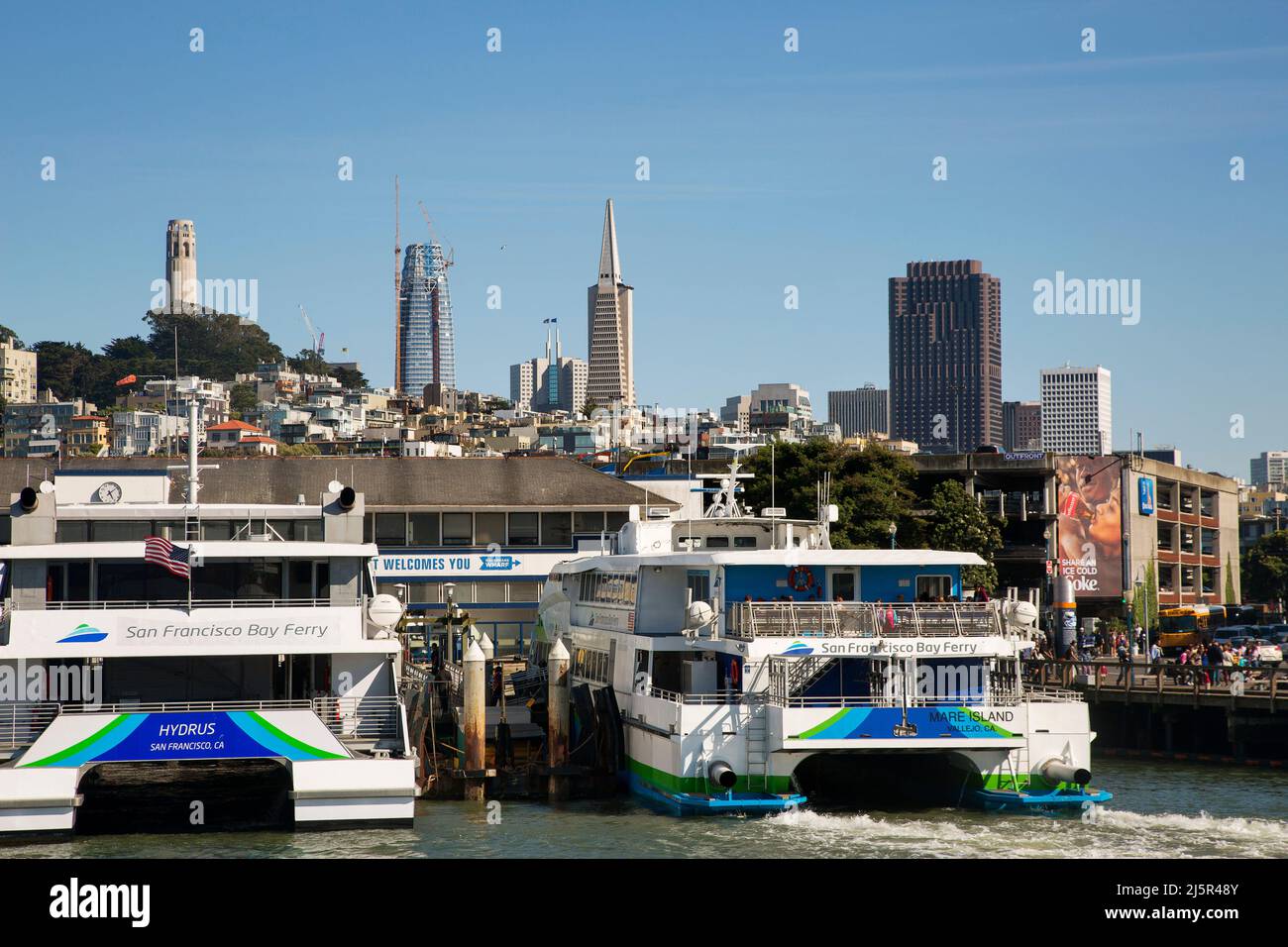USA, San Fransisco - ferry terminal downtown is crossing the bay area. Stock Photo