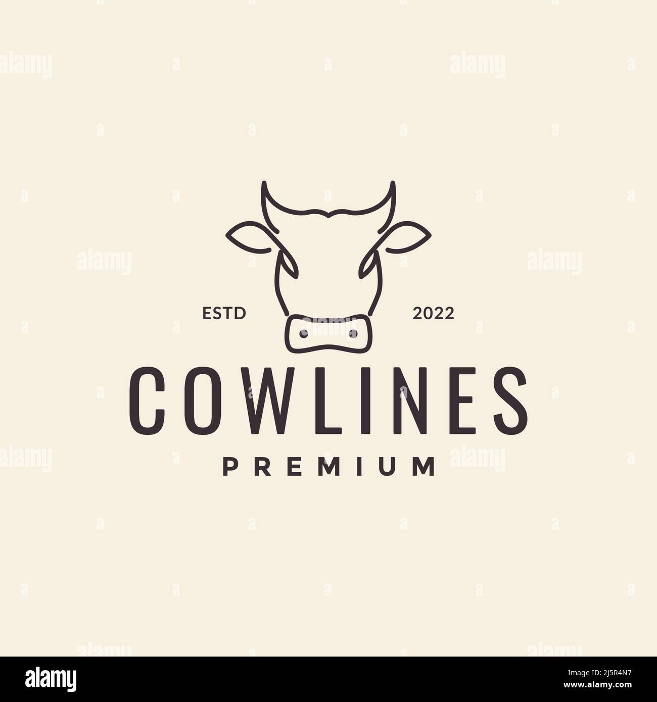 line hipster simple head cow logo design vector graphic symbol icon ...