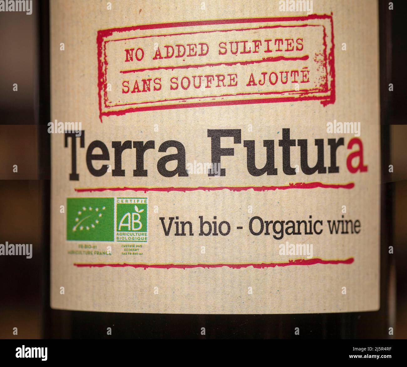 An organic red wine, without sulfites added Stock Photo Alamy