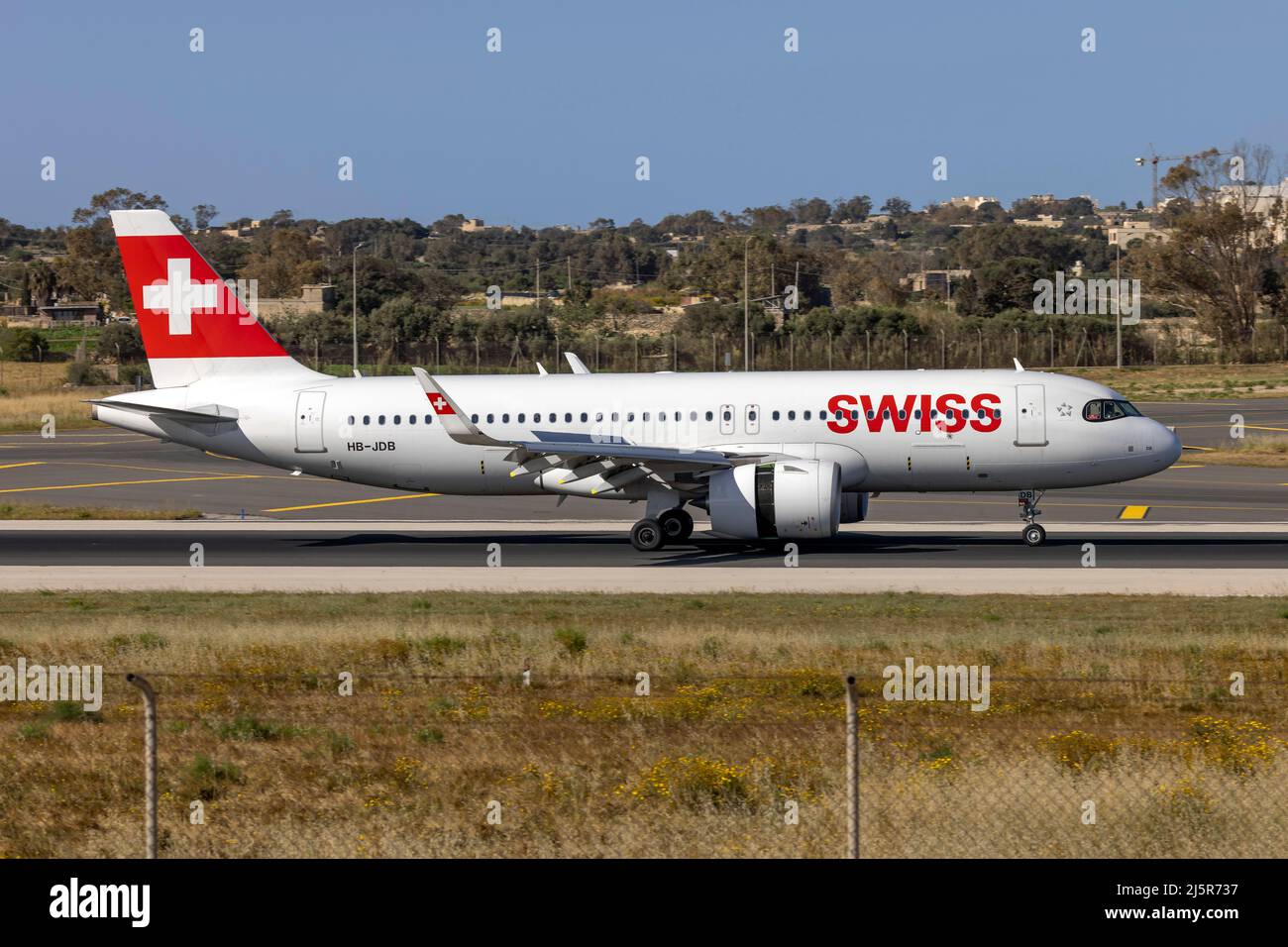 Swiss International Air Lines Airbus A320-271N (REG: HB-JDB) arriving from Switzerland. Stock Photo